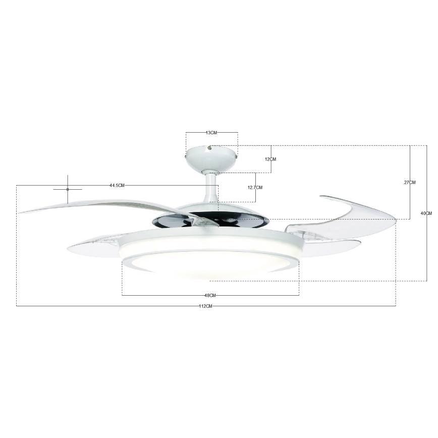 FANAWAY 210930 - Stropní ventilátor EVO2 3xE27/20W/230V bílá/chrom pr. 121 cm
