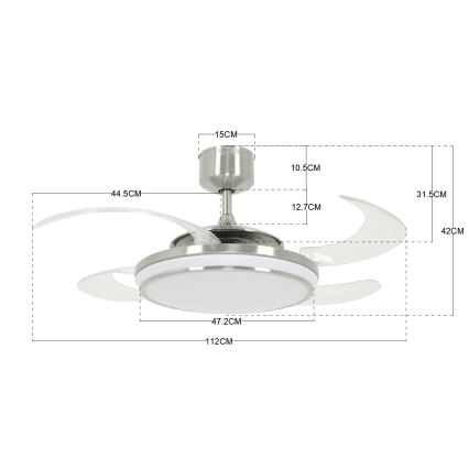 FANAWAY 211036 - LED Stropní ventilátor EVO1 LED/40W/230V matný chrom pr. 112 cm + dálkové ovládání