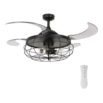 FANAWAY 212920 - LED Stropní ventilátor INDUSTRI 3xE27/4W/230V černá pr. 121 cm + dálkové ovládání