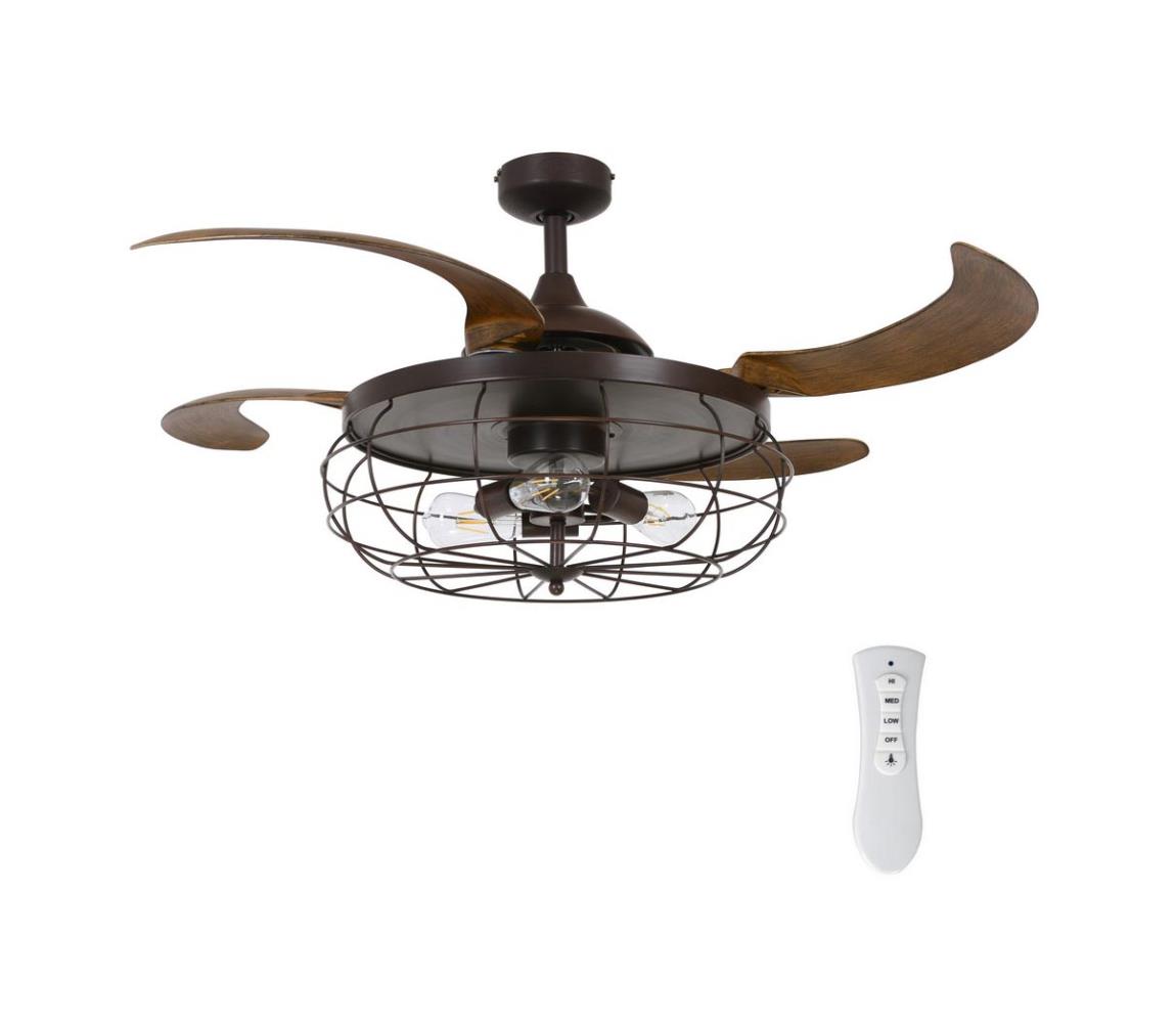 FANAWAY FANAWAY 212921 - LED Stropní ventilátor INDUSTRI 3xE27/4W/230V hnědá FAN00164