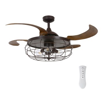 FANAWAY 212921 - LED Stropní ventilátor INDUSTRI 3xE27/4W/230V hnědá pr. 121 cm + dálkové ovládání