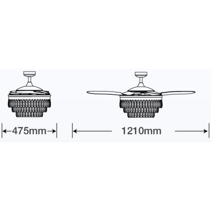 FANAWAY 212922 - LED Stropní ventilátor VEIL 6xE14/4,5W/230V černá pr. 121 cm + dálkové ovládání