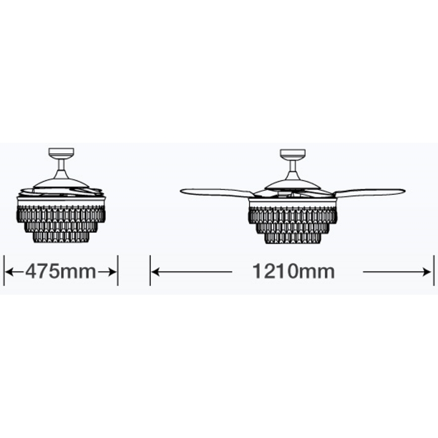 FANAWAY 212922 - LED Stropní ventilátor VEIL 6xE14/4,5W/230V černá pr. 121 cm + dálkové ovládání