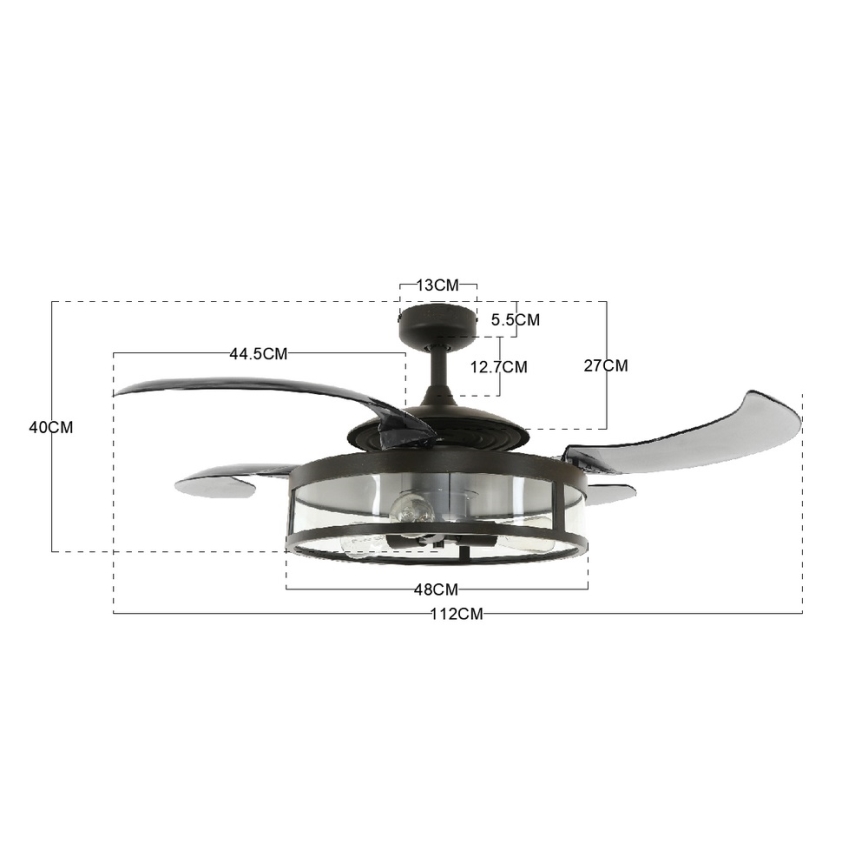 FANAWAY 212927 - LED Stropní ventilátor CLASSIC 3xE27/4W/230V černá + dálkové ovládání