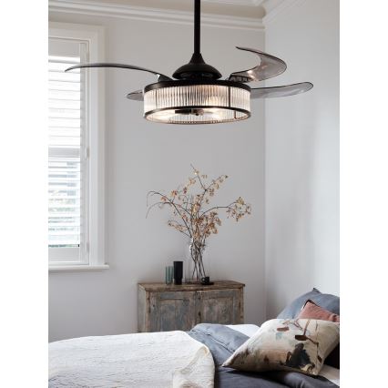 FANAWAY 212928 - LED Stropní ventilátor CORBELLE 3xE27/4W/230V černá pr. 121 cm + dálkové ovládání