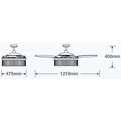 FANAWAY 212928 - LED Stropní ventilátor CORBELLE 3xE27/4W/230V černá pr. 121 cm + dálkové ovládání