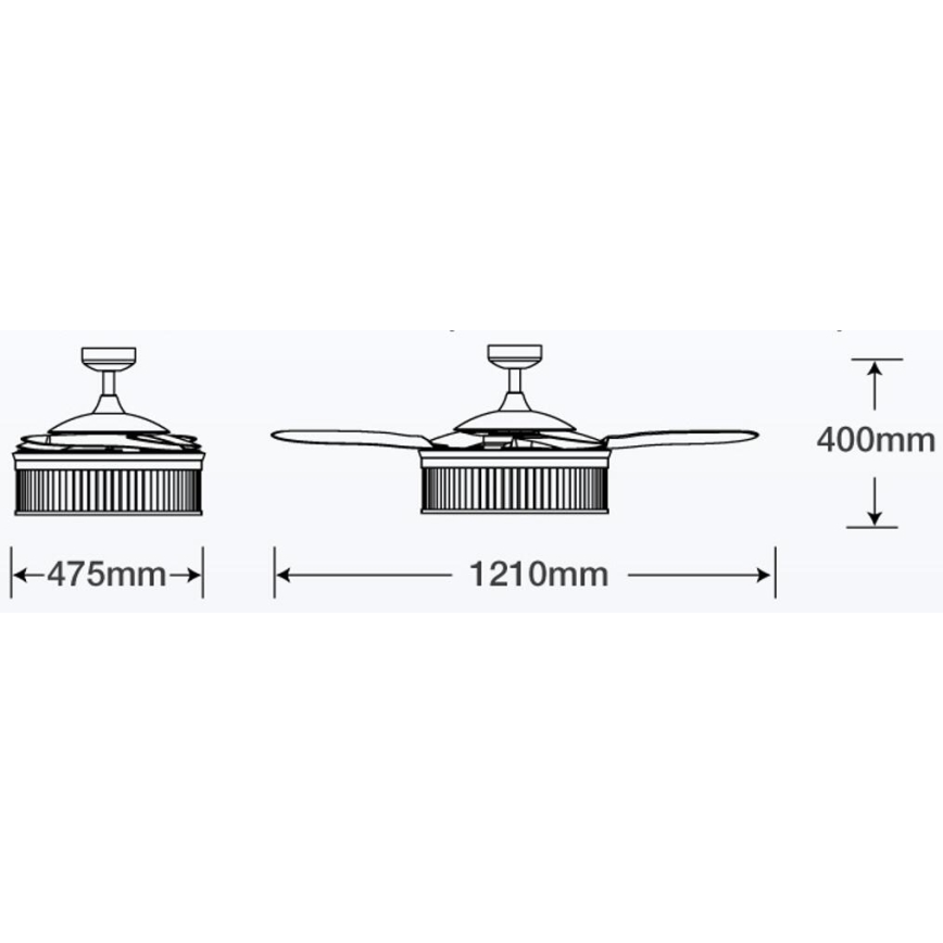 FANAWAY 212928 - LED Stropní ventilátor CORBELLE 3xE27/4W/230V černá pr. 121 cm + dálkové ovládání