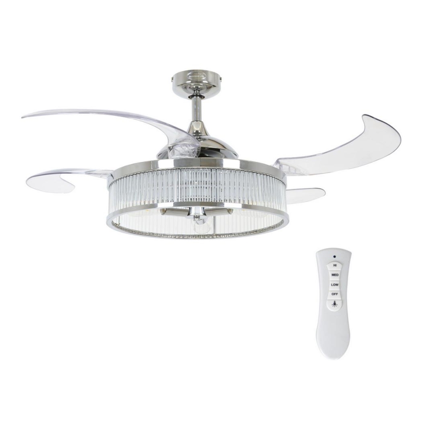 FANAWAY 212929 - Stropní ventilátor CORBELLE 3xE27/25W/230V lesklý chrom + dálkové ovládání