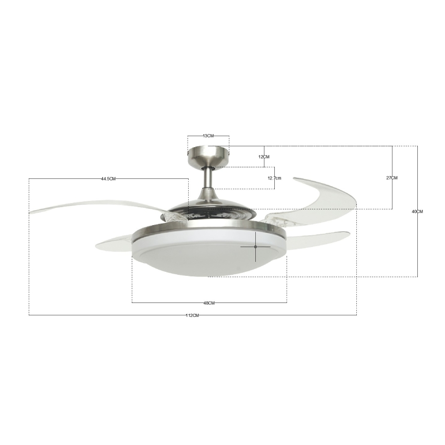 FANAWAY 212931 - Stropní ventilátor EVO2 3xE27/20W/230V matný chrom pr. 112 cm