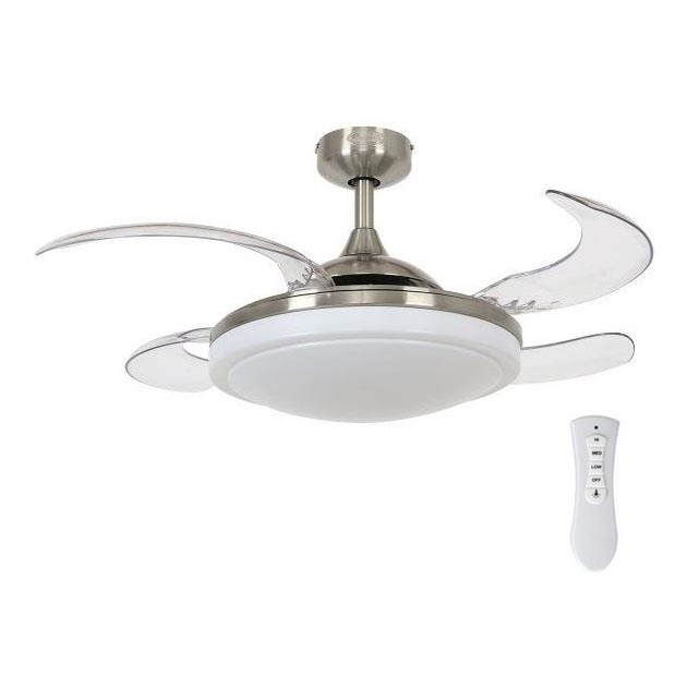 FANAWAY 212982 - Stropní ventilátor EVORA 2xE27/20W/230V lesklý chrom pr. 94 cm + dálkové ovládání