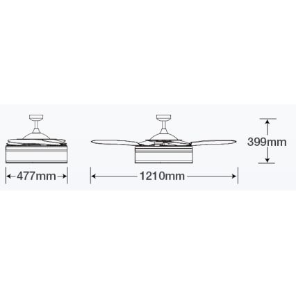 FANAWAY 511030 - LED Stropní ventilátor FRASER 3xE27/20W/230V bílá + dálkové ovládání