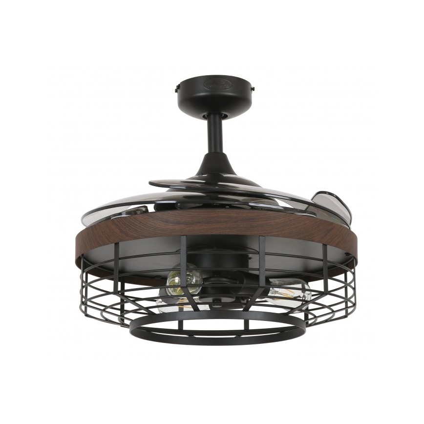 FANAWAY 511061 - LED Stropní ventilátor MONTCLAIR 3xE27/4W/230V černá/hnědá pr. 121 cm + dálkové ovládání