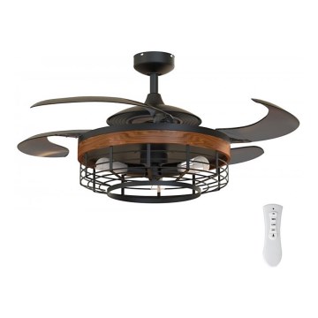 FANAWAY 511061 - LED Stropní ventilátor MONTCLAIR 3xE27/4W/230V černá/hnědá pr. 121 cm + dálkové ovládání