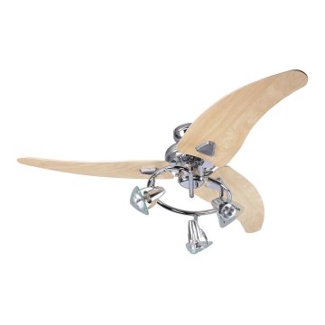 Fantasia VEN-111603 - Stropní ventilátor SCORPION 48″ 3xE14/40W/lesklý chrom/dub