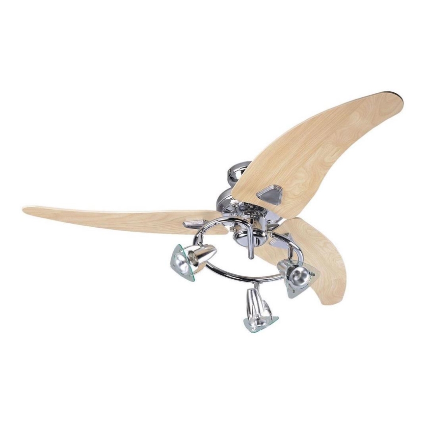 Fantasia VEN-111603 - Stropní ventilátor SCORPION 48″ 3xE14/40W/lesklý chrom/dub