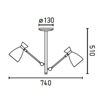 FARO 20008 - Lustr na tyči RETRO 3xE14/20W/230V červená