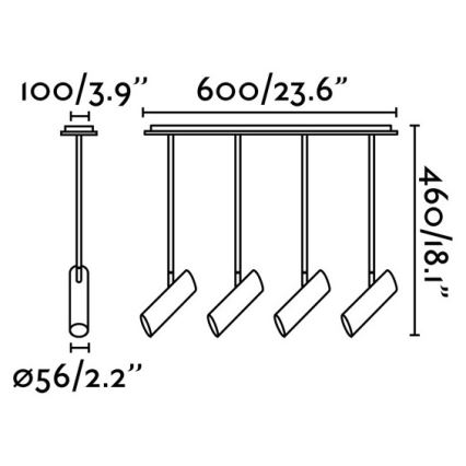 FARO 29880 - Lustr na tyči LINK 4xGU10/8W/230V černá