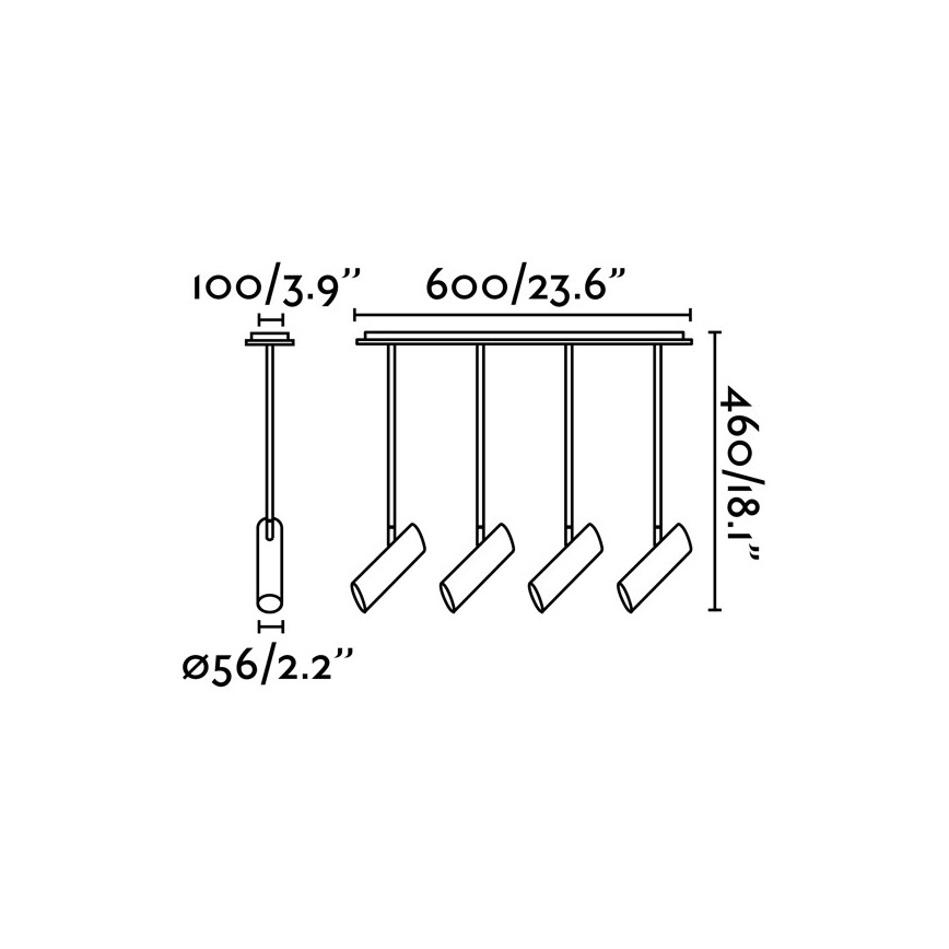 FARO 29880 - Lustr na tyči LINK 4xGU10/8W/230V černá