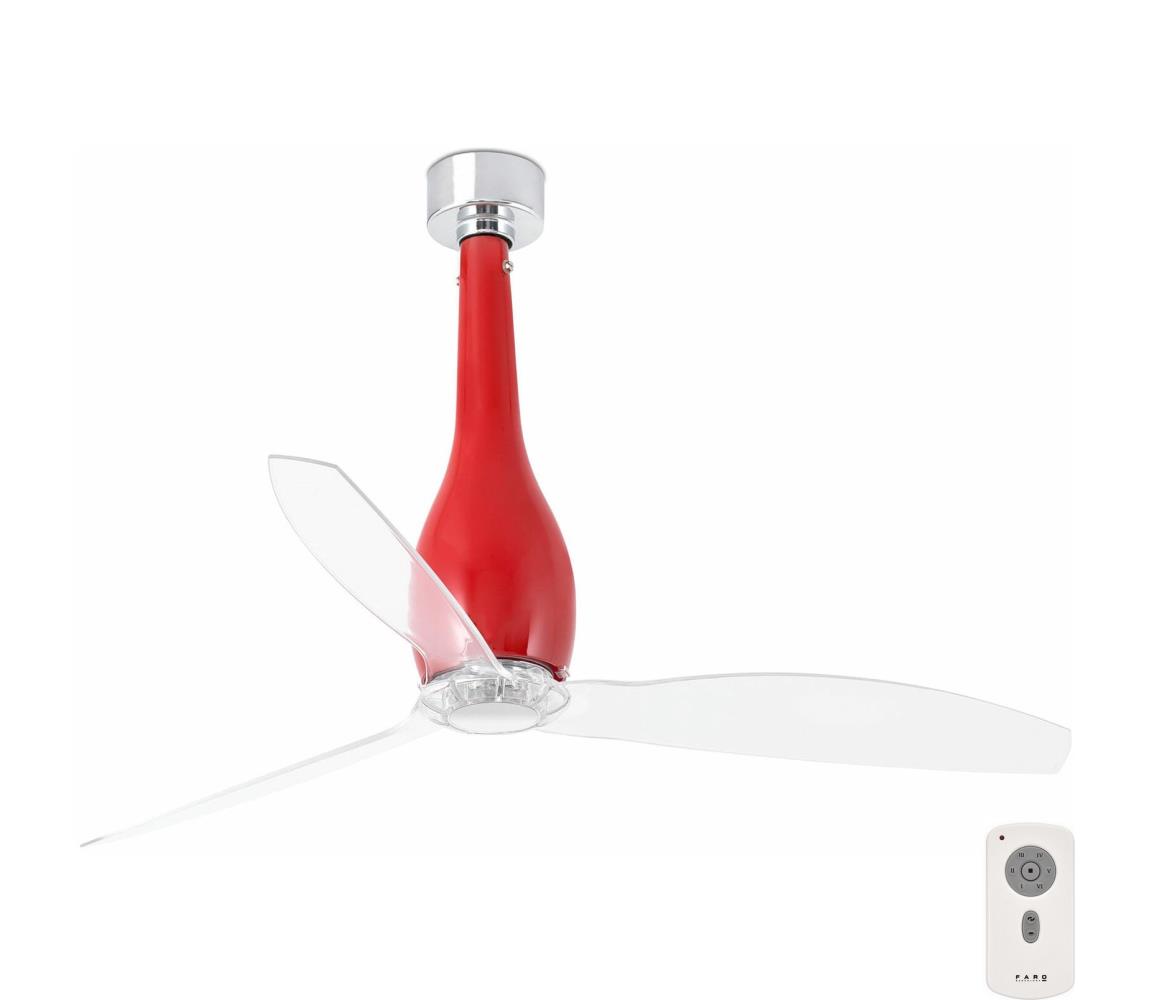 FARO Barcelona FARO 32002 - Stropní ventilátor ETERFAN červená/čirá FA32005