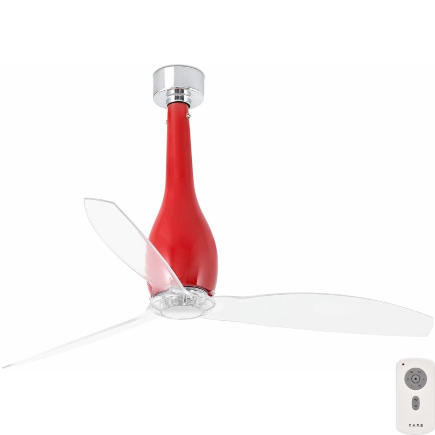 FARO 32002 - Stropní ventilátor ETERFAN červená/čirá pr. 128 cm + dálkové ovládání