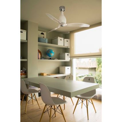 FARO 32020 - Stropní ventilátor MINI ETERFAN bílá/čirá pr. 128 cm + dálkové ovládání