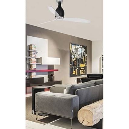 FARO 32027 - Stropní ventilátor MINI ETERFAN černá/čirá pr. 128 cm + dálkové ovládání