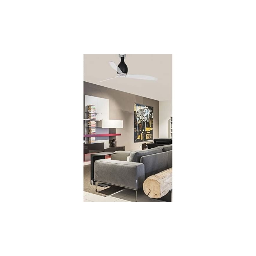 FARO 32027 - Stropní ventilátor MINI ETERFAN černá/čirá pr. 128 cm + dálkové ovládání