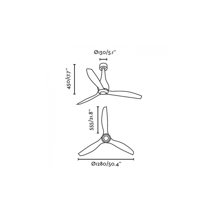 FARO 32028 - Stropní ventilátor MINI ETERFAN černá pr. 128 cm + dálkové ovládání