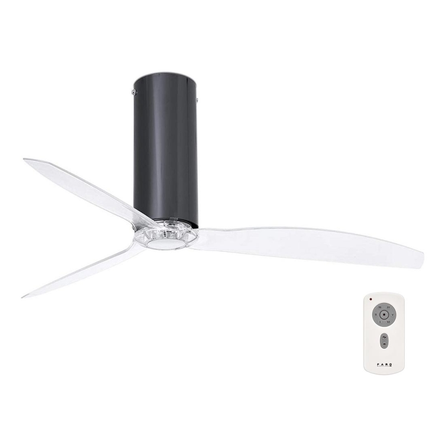 FARO 32035 - Stropní ventilátor TUBE FAN černá/čirá pr. 128 cm + dálkové ovládání