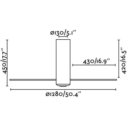 FARO 32035 - Stropní ventilátor TUBE FAN černá/čirá pr. 128 cm + dálkové ovládání