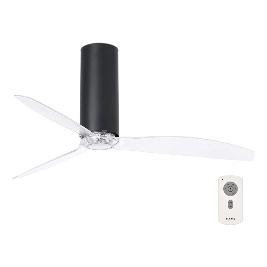 FARO 32036 - Stropní ventilátor TUBE FAN černá/čirá pr. 128 cm + dálkové ovládání