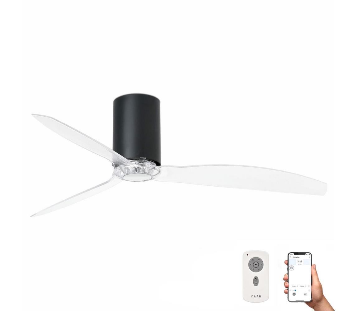 FARO Barcelona FARO 32041WP - Stropní ventilátor MINI TUBE FAN Wi-Fi černá + dálkové ovládání FA32041WP