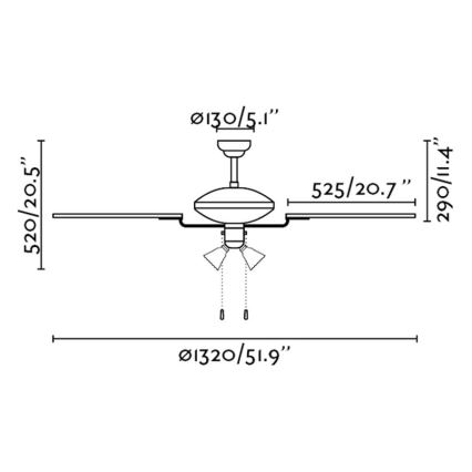 FARO 33274 - Stropní ventilátor CORSO 4xE27/60W/230V