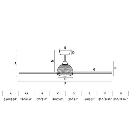 FARO 33345 - Stropní ventilátor GRID pr. 132 cm + dálkové ovládání