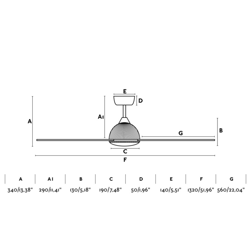 FARO 33345 - Stropní ventilátor GRID pr. 132 cm + dálkové ovládání