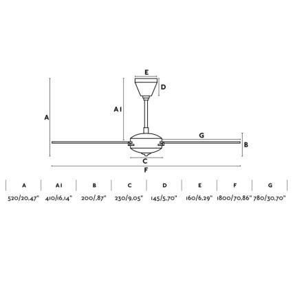 FARO 33349 - Stropní ventilátor AOBA pr. 180 cm + dálkové ovládání