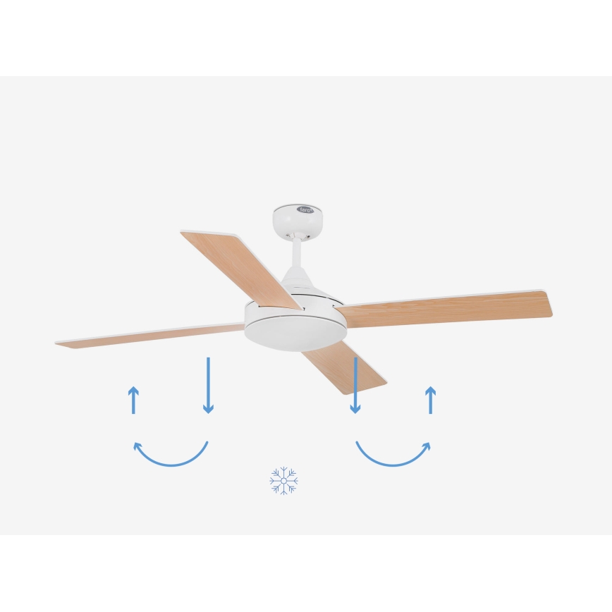 FARO 33350DC - Stropní ventilátor MALLORCA L bílá/hnědá pr. 132 cm + dálkové ovládání