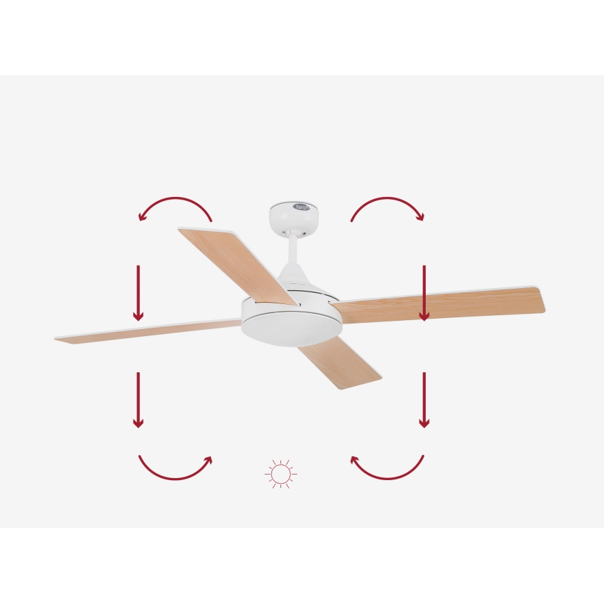 FARO 33350DC - Stropní ventilátor MALLORCA L bílá/hnědá pr. 132 cm + dálkové ovládání