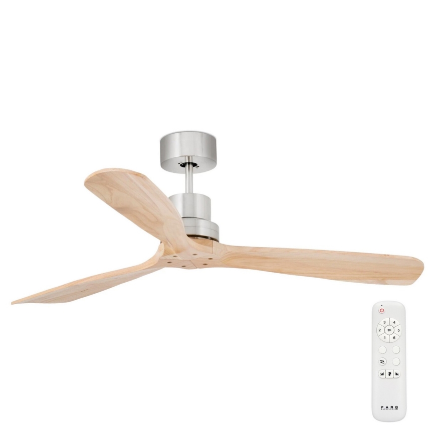 FARO 33373DC - Stropní ventilátor LANTAU dřevo/matný chrom pr. 132 cm + dálkové ovládání