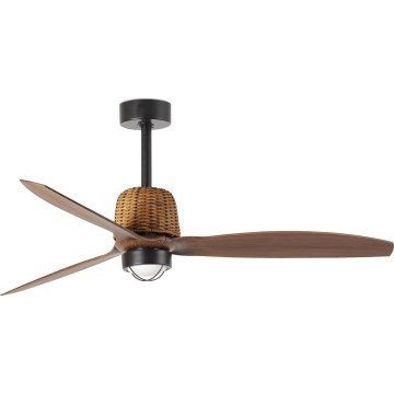 FARO 33435WT1N - LED Stmívatelný stropní ventilátor WEAVER M LED/16W/230V pr. 128 cm hnědá/černá Wi-Fi Tuya + dálkové ovládání