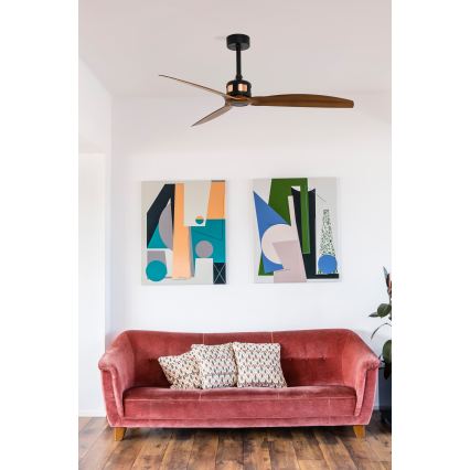 FARO 33451WT - Stropní ventilátor COPPER FAN M pr. 128 cm hnědá/černá Wi-Fi Tuya + dálkové ovládání