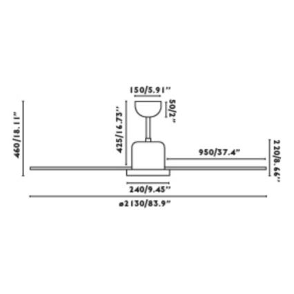 FARO 33461A - Stropní ventilátor ANDROS XL bílá pr. 213 cm + dálkové ovládání