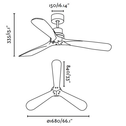 FARO 33464 - Stropní ventilátor LANTAU 168 mat.chrom/ořech