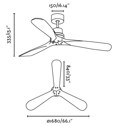 FARO 33464 - Stropní ventilátor LANTAU