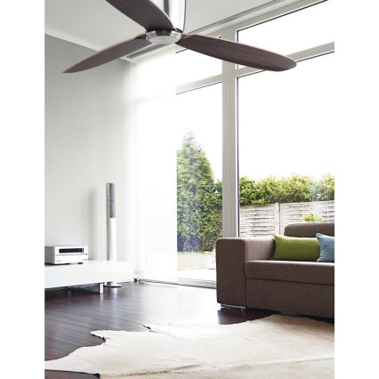 FARO 33472N - Stropní ventilátor NIAS chrom/hnědá pr. 132 cm + dálkové ovládání