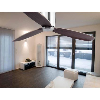 FARO 33472N - Stropní ventilátor NIAS chrom/hnědá pr. 132 cm + dálkové ovládání