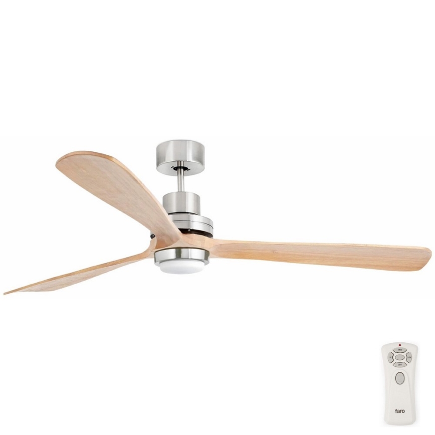 FARO 33505DC - LED Stropní ventilátor LANTAU XL LED/15W/230V dřevo/matný chrom pr. 168 cm + dálkové ovládání
