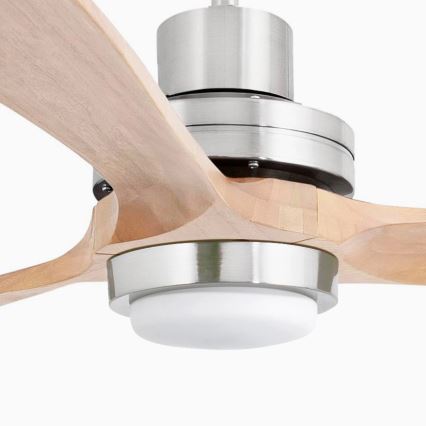 FARO 33505DC - LED Stropní ventilátor LANTAU XL LED/15W/230V dřevo/matný chrom pr. 168 cm + dálkové ovládání