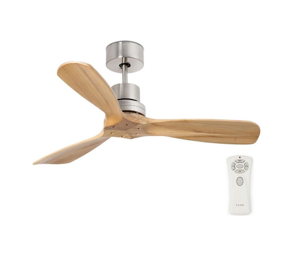 FARO Barcelona FARO 33509 - Stropní ventilátor MINI LANTAU chrom/borovice FA33509