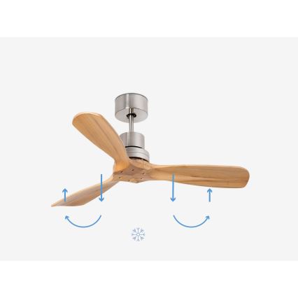 FARO 33509DC - Stropní ventilátor MINI LANTAU matný chrom/dřevo pr. 107 cm + dálkové ovládání